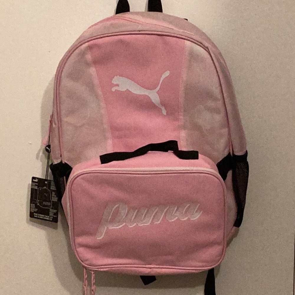 Puma Pink and White Kids Backpack and Lunchbox